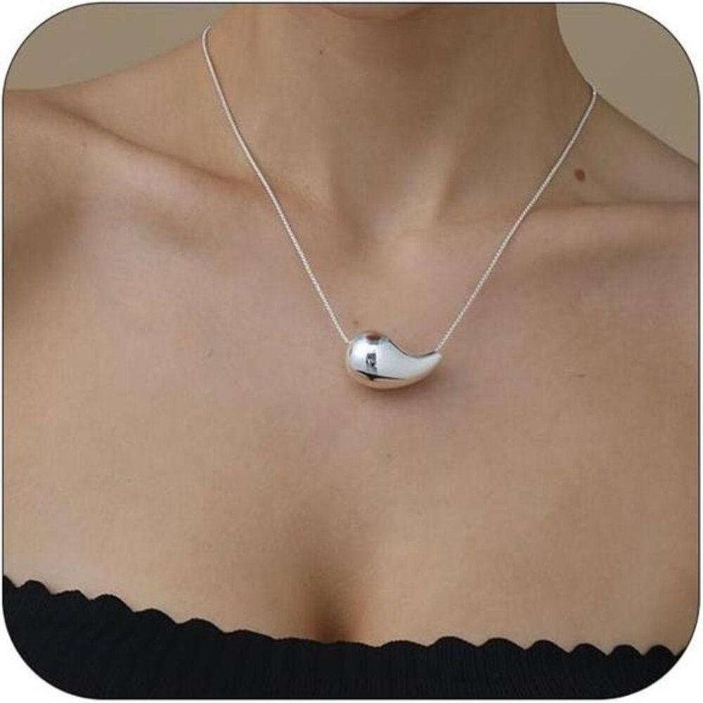 14K Gold Plated Teardrop Necklace - Dainty Water Drop Pendant, Hypoallergenic